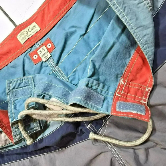 J. Crew Men's Size 35 Nylon Swim Trunks with Drawstring & Pocket - Picture 7 of 11